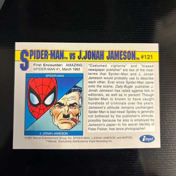 💥💥Spider-Man vs. Jonah Jamieson. Marvel 1991 Card #121 - Picture 2 of 2